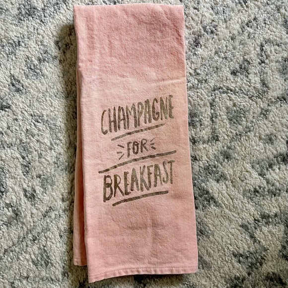 "Champagne for Breakfast" Pink/Gold Tea Towel - Picture 5 of 6